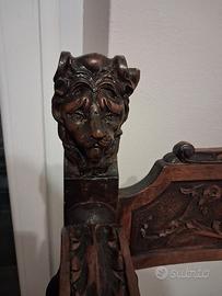 Sedia Savonarola d'Epoca in Legno Intagliato - Tes