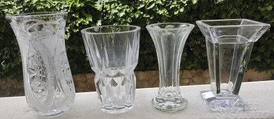 lotto di 4 vasi porta fiori in vetro piombato