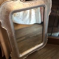 Specchio antico a vassoio cabaret foglia argento