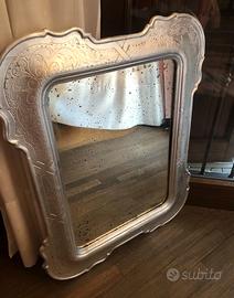 Specchio antico a vassoio cabaret foglia argento