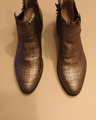 CaféNoir stivaletti Beatles in pelle color argento