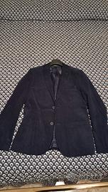 Giacca blu due bottoni in velluto a coste strette