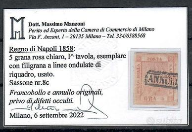 5 GRANA ROSA CHIARO CON FILIGRANA A LINEE ONDULATE