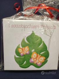 Thun 4 sottobicchieri tropicali farfalla