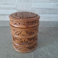 barattolo legno lavorato stile etnico 