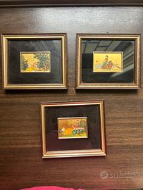 Quadretti vintage su foglia d’oro