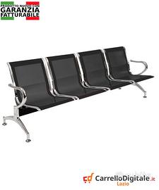 Sedie da attesa in acciaio colore nero 4 posti