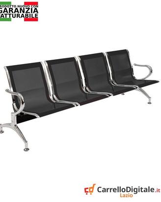 Sedie da attesa in acciaio colore nero 4 posti