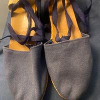 Espadrillas blu 39 con tacco e lacci