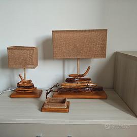 Lampade da tavolo artigianali in legno naturale 