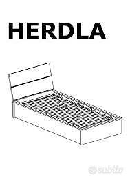 Letto singolo Ikea Herdla bianco con contenitore