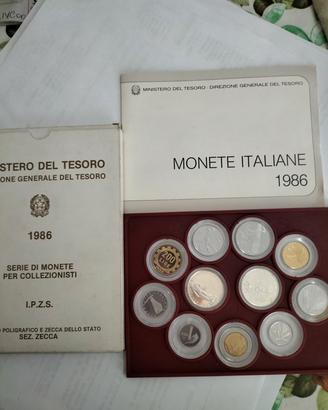 Serie monete italiane 1986 Proof Zecca 2 argento 