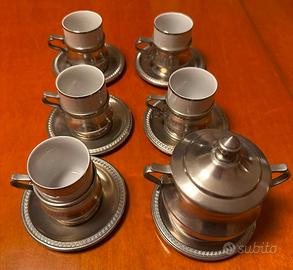 Set Caffè Peltro 95% e Ceramica vintage