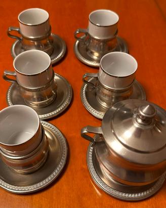 Set Caffè Peltro 95% e Ceramica vintage