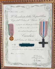 Diploma Cavaliere Vittorio Veneto  medaglia Oro 18