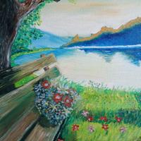 Olio su tela: "Vista sul lago" - 50x70cm