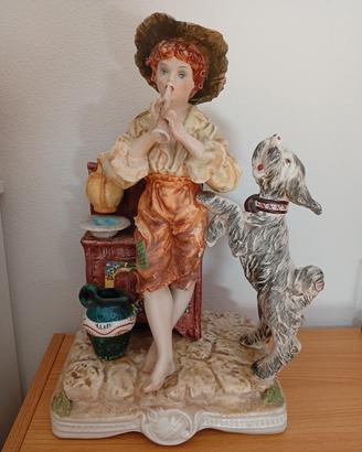 Statua di ceramica - Pifferaio con cane 