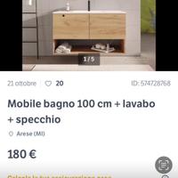 NUOVO Mobile Bagno sospeso  in ROVERE