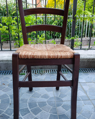 3 sedie impagliare in legno