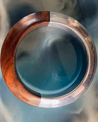 Bangle in legno e metallo, bracciale vintage