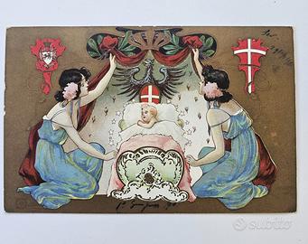 CARTOLINA ANTICA NASCITA PRINCIPE UMBERTO NON VIAG