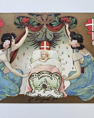 CARTOLINA ANTICA NASCITA PRINCIPE UMBERTO NON VIAG