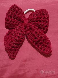 Fiocco per capelli, lana con elastico  handmade.