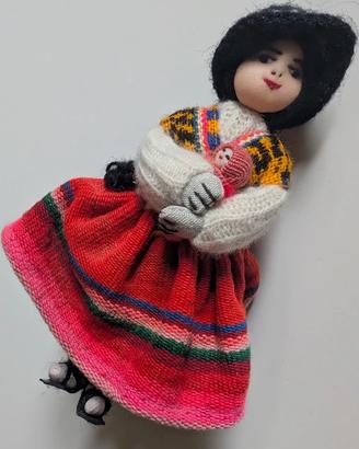 Bambola boliviana Bolivia 15 cm souvenir artigiana