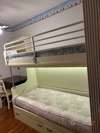 Cameretta completa bianca – armadio 4 ante, letto