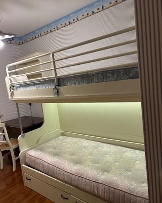 Cameretta completa bianca – armadio 4 ante, letto