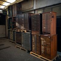 Cassettiera proveniente da tipografica legno e fer