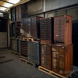 Cassettiera proveniente da tipografica legno e fer