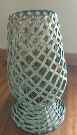 Portalume vintage vimini intrecciato 20x40cm 