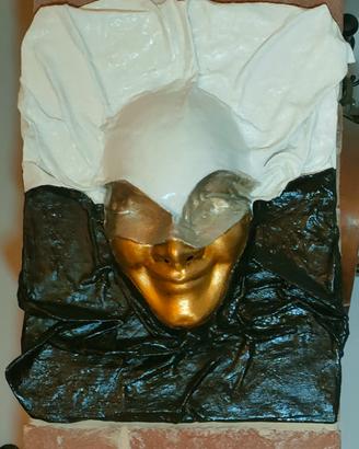 quadro con volto jolly foglia oro/argento colore 