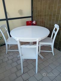 tavolo tondo + 3 sedie BIANCHE