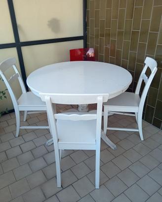 tavolo tondo + 3 sedie BIANCHE