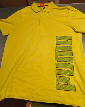 Polo Puma maniche corte giallo lime tg. XL