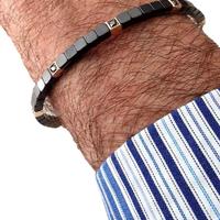 BARAKA Bracciale uomo ceramica nera Oro rosa 18 kt