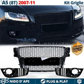 CALANDRA + GRIGLIE per Audi A5 8T NIDO D'APE Nere