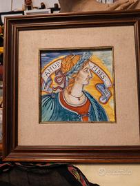 Maiolica Deruta vintage dipinta a mano quadro
