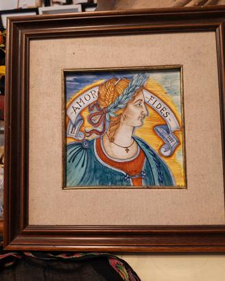 Maiolica Deruta vintage dipinta a mano quadro