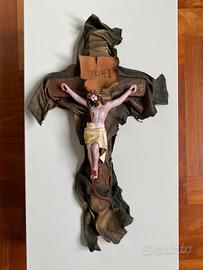 Crocifisso da parete vintage fatto a mano