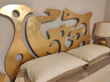 LETTO e COMODINI mod. ATENA foglia Oro anticata