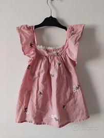 Abito rosa con volant ricamato