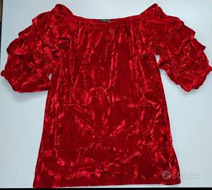 dress velluto rosso rubino Piazza Italia tg. M