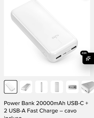 Power Bank Puro 20000mAh NUOVO mai usato