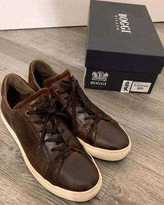 Scarpe Boggi sneakers marrone pelle liscia tg. 9
