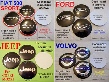 FORD FIAT 500 SPORT JEEP VOLVO Copri mozzi adesivi