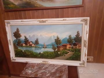 Grande olio su tela d'epoca grandi dimensioni