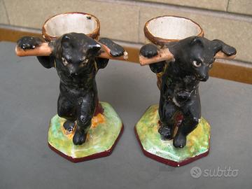 Ceramica antica, orsetti porta sale pepe vintage